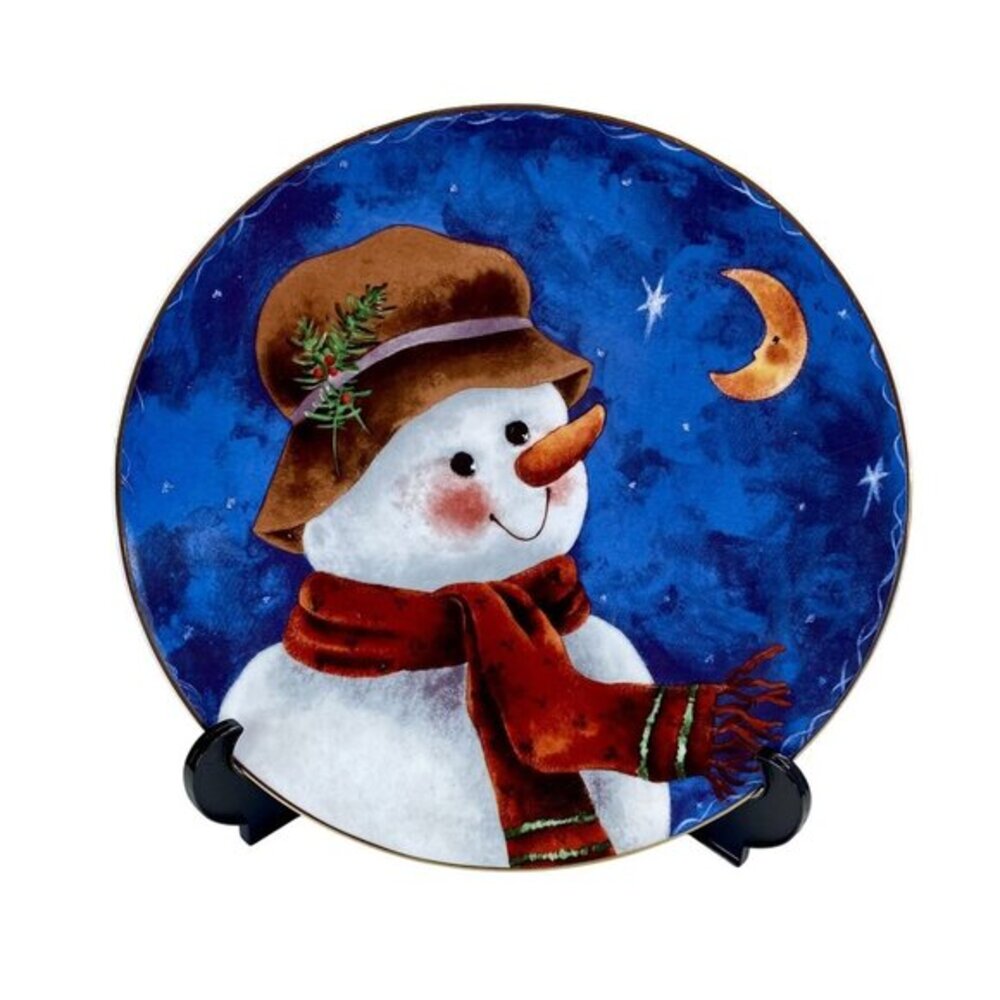 Elaine Thompson Snowman Serving Platter 12 in Christmas Holiday Plate